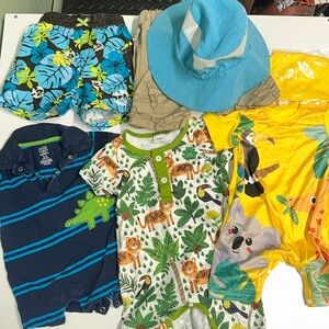 Baby boy summer bundle matching sets and summer hats